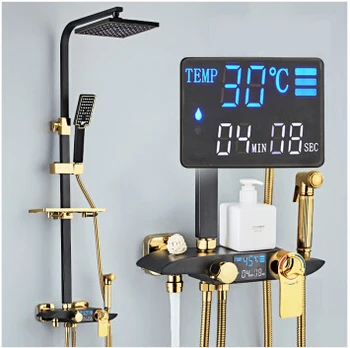 

Thermostatic Shower Faucet LED digital display shower faucet set wall mounted shower faucet shower system rainfall shower head