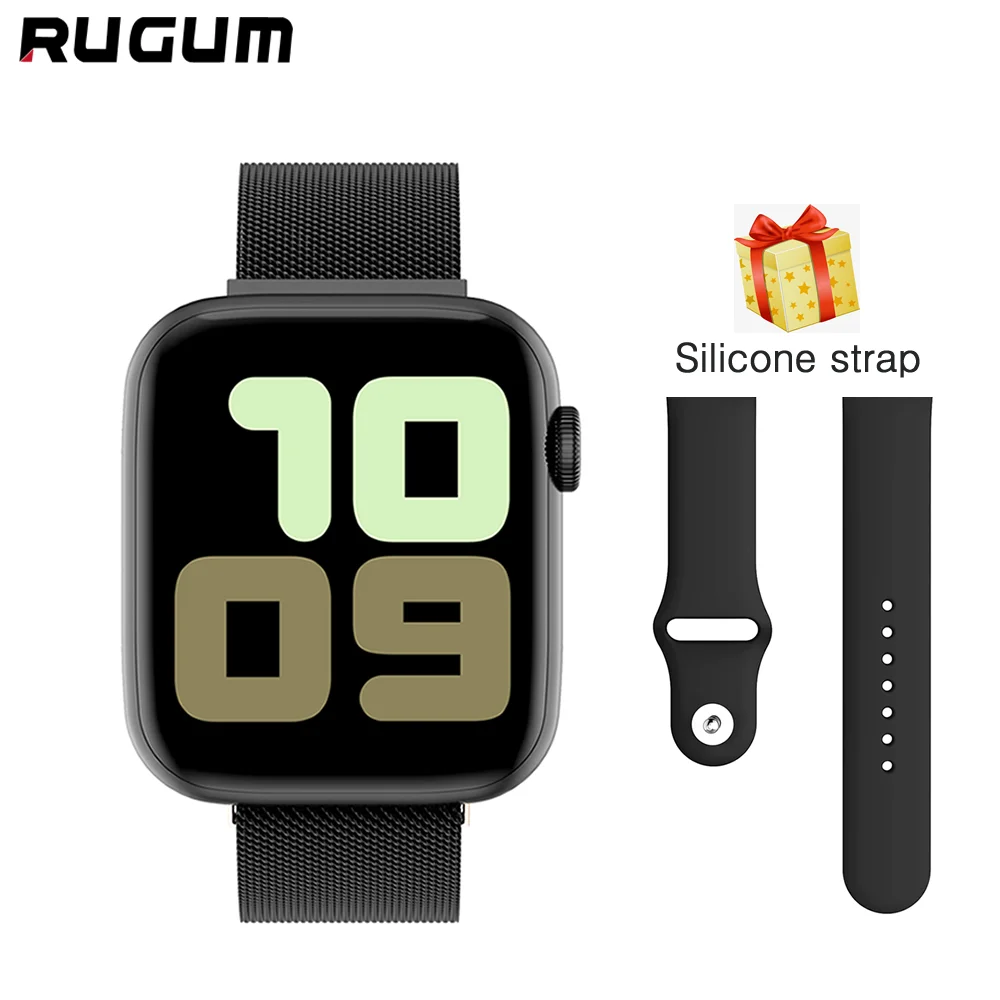 Black Rugum W75 Смарт часы PPG ЭКГ тела тепла пульсометр IP68 Водонепроницаемый Smartwatch полный сенсорный экран для мужчин и женщин - Цвет: Black