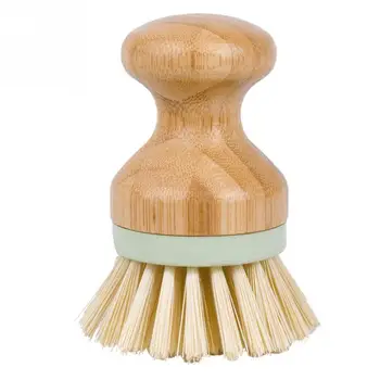 

New Tableware Multifunctional Tool for Kitchen Cleaning Brush Durable Wooden Handle Round Dish Scrubber Pot Pan Wash