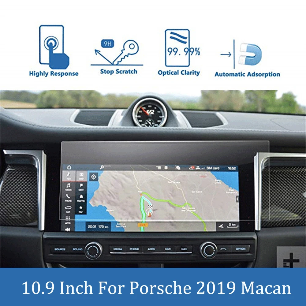 

Защитная пленка для автомобильного экрана Porsche 2019 Macan 10,9 дюйма, автомобильный GPS-навигатор, закаленное стекло для защиты экрана, автомобильн...