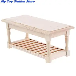 1:12 Mini Wooden Tea Table Dollhouse Furniture Miniature Living Room Doll House Accessories Kid Pretend Play Toy