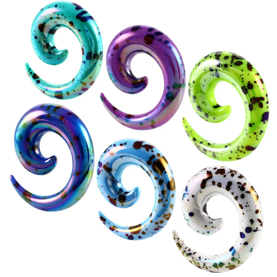 Alisouy Acrylic Spiral Ear Gauges Fake Ear Tapers Stretching Plugs Tunnel Expanders Earlobe Body Piercing Jewelry 2pcs 1.2-20mm Piercing Jewelry