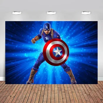 

Superhero Photography Backdrop Captain America Hulk Theme Birthday Photo Background for Pictures Party Decorate