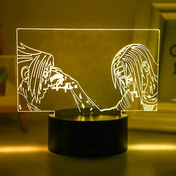 Anime Lamp Naruto Sasuke En Itachi Uchiha Voor Kids Kind Slaapkamer Decor Nachtlampje Rgb Kleurrijke 3d Led Nachtlampje Manga gift