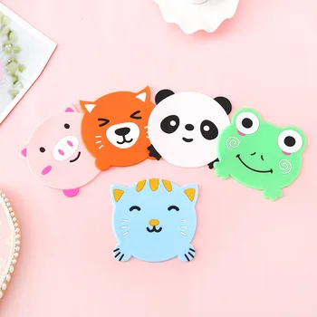 

5pcs Cartoon Animal Drink Coaster Table Pad Silicone Insulation Placemat Coffee Coasters Stand For Hot Cup Mat Pad Kitchen Mats