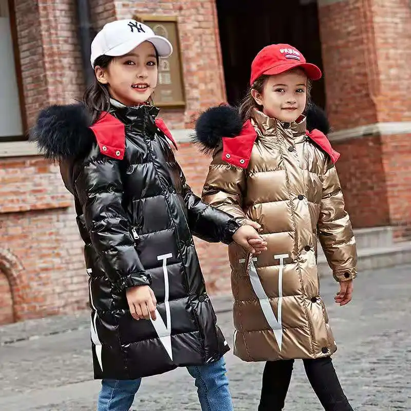 New Children Winter Warm down Jackets Girls& Boys Outerwear Coat Waterproof Parka Clothes Hooded Long-30 Degrees Coats For Kid