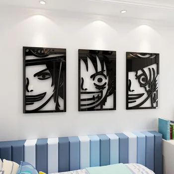 

3D Acrylic Wall Sticker One Piece Wall Sticker Boy Dormitory Decoration Bedroom One Piece Wanted Poster Anime Sticker