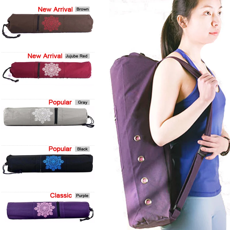 70cm x 16cm Canvas Practical Yoga Pilates Mat Carry Strap Drawstring Bag Sport Exercise Gym