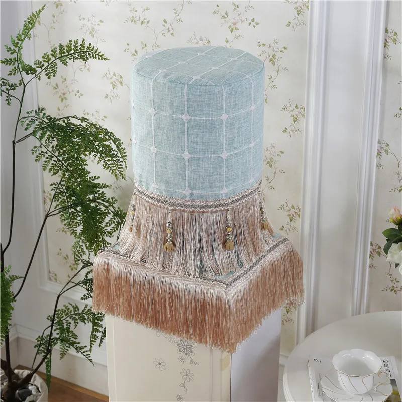 40x28cm classic plaid water dispenser cover set tassel pendant water cooler cover dust proof barrel home decor