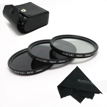 

High Quanlity! 100% GUARANTEE RISE(UK) New Professional 55mm ND2 ND4 ND8 Filter kit MACRO for canon nikon sony pentax free ship