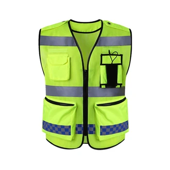 

Running Reflective Vest High visibility reflective safety vest work reflective vest multi pockets workwear safety waistcoat men