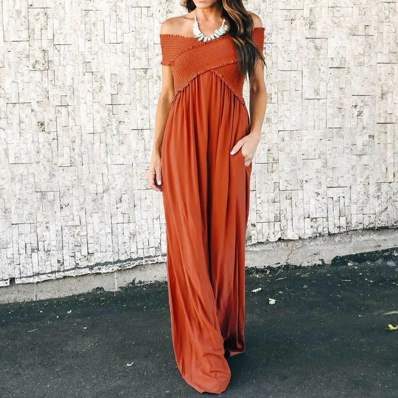 

Summer Long Dress Women High Waist Bohemian Dress Sexy Wrapped Chest Dress