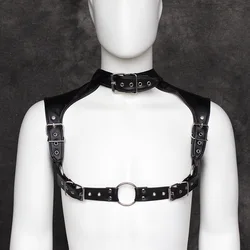 Goth Punk Adjustable Body Chest Harness Straps Sexy Pu Leather Metal Eyelets Double Shoulders Men Belts Men Nightclubs Dress Up