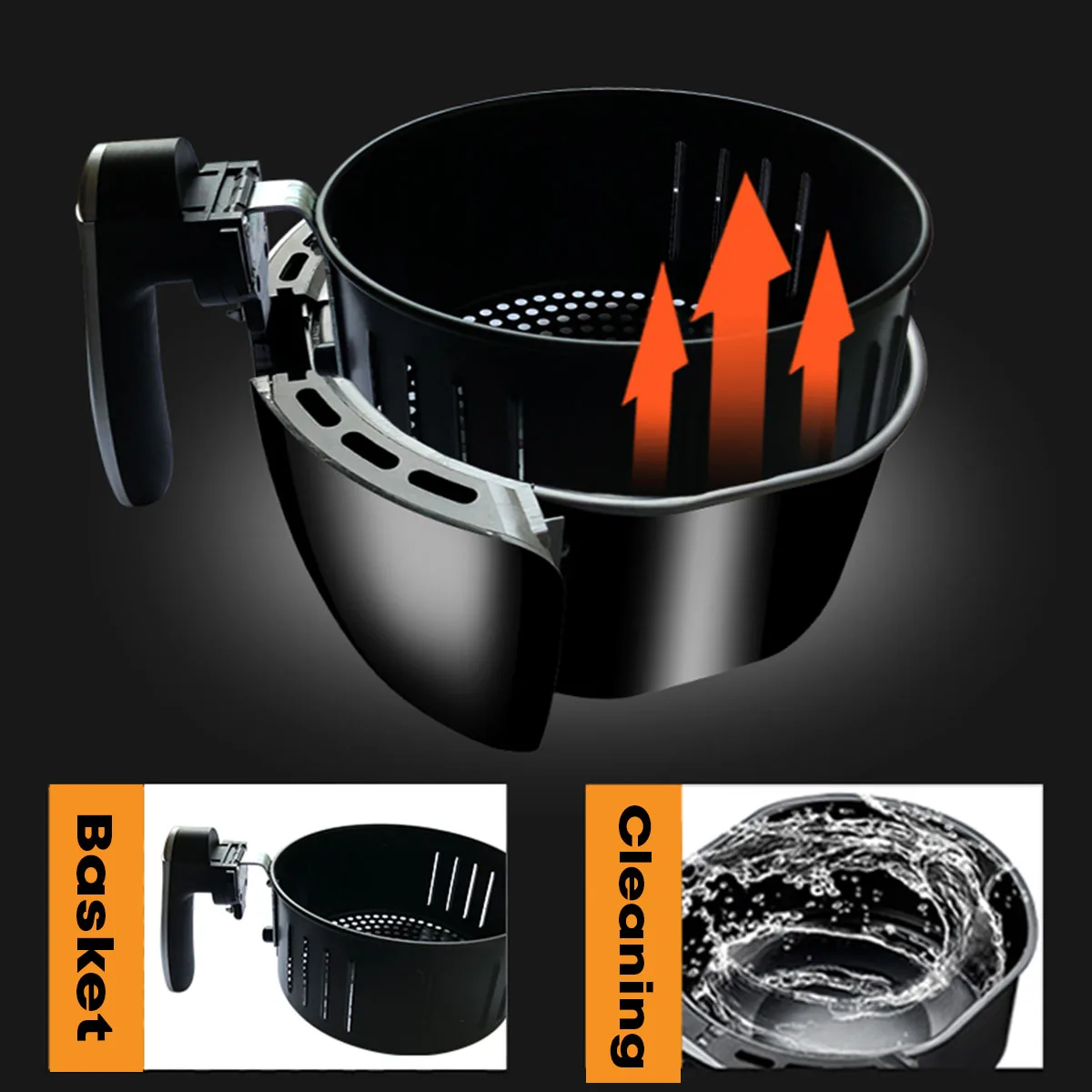  5.5L Electric Deep Air Fryer Multi-function Pan With Basket Health Chip Oil Free Oven Cooker LED To - 4000142010397