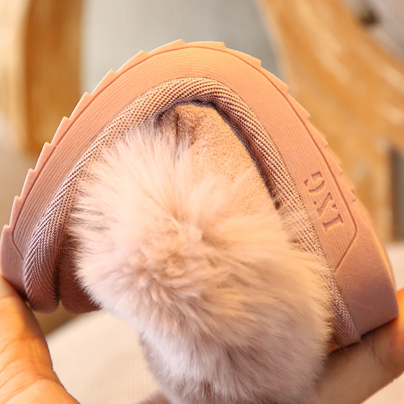 Winter Girl Snow Boots genuine leather suede Rabbit's hair New Warm and Skid-proof Boy school Shoes 1-3-15 Years Old