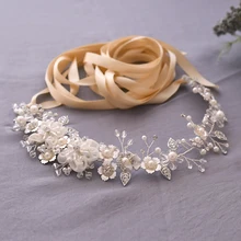 Applique Beaded Bridal Sash Fashion Belt for Wedding Dress Women Pearl Belts for Bridesmaid Bridal Belt for Dress Accessories