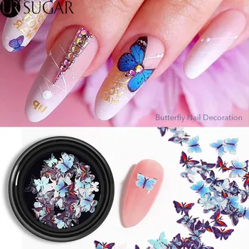

1 Box Butterfly Nail Sequins Paillette Tips Mixed Colors Sparkly Holographics Nail Flakes Slices 3D Nail Art Decoration DIY