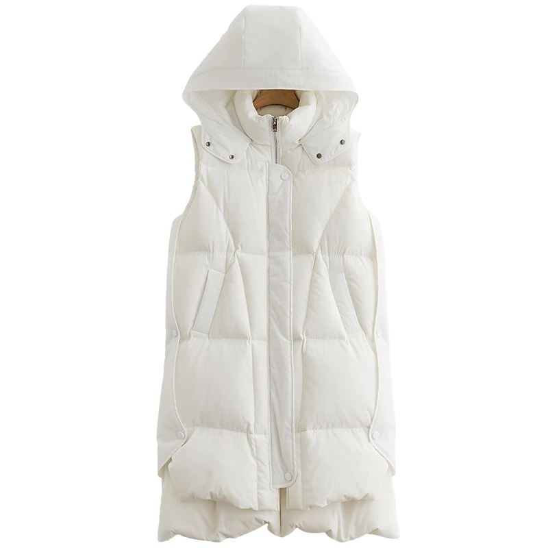 

New Bai Yarong Vest Long Directly Thin And Thin Canister Keep Warm