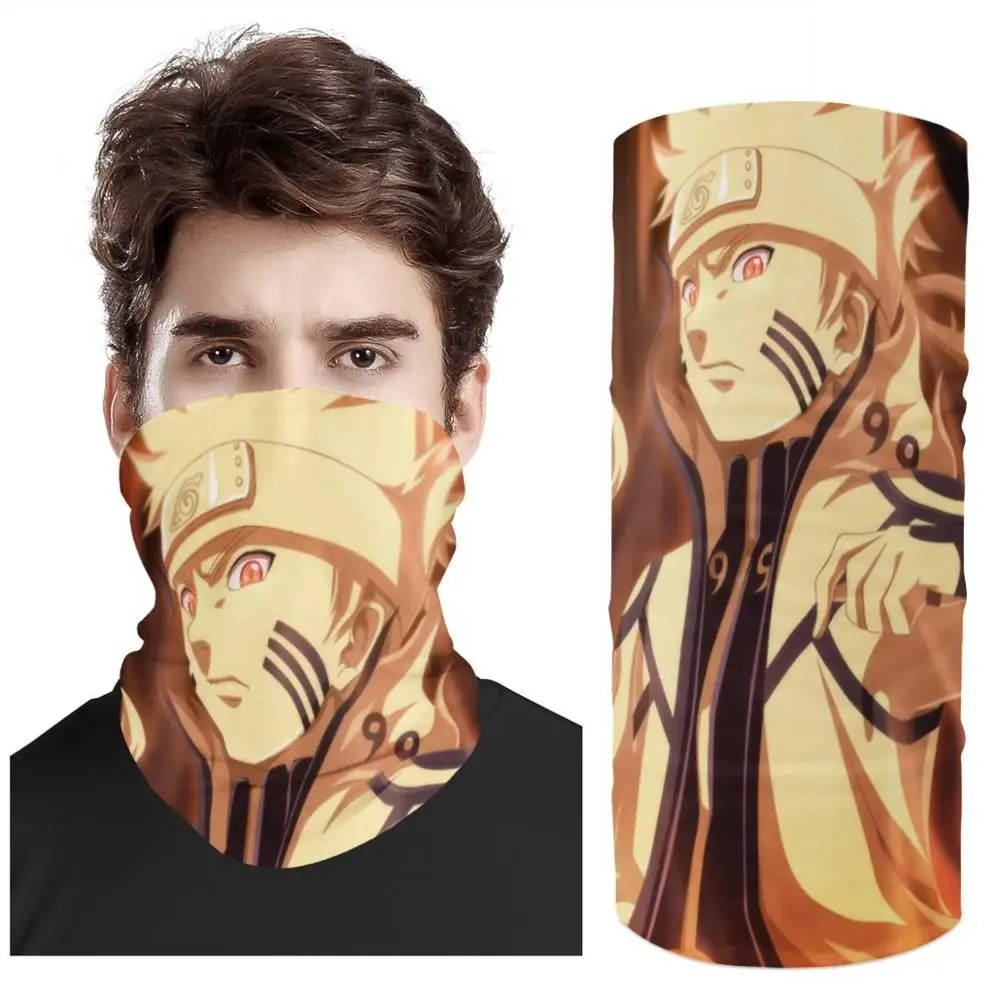 

New Custom pattern Scarf Anime Uzumaki Naruto Ride bandana Headscarf Ski Skull Half Face Mask Ghost Scarf Neck Hiking Scarves