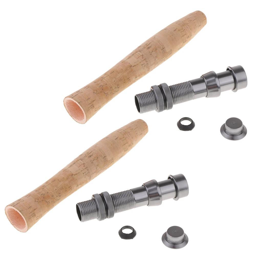 2x Cork Fly Fishing Rod Handle Grip with Reel Seat for Rod Building Fishing Rod Handle Grip with Reel Seat