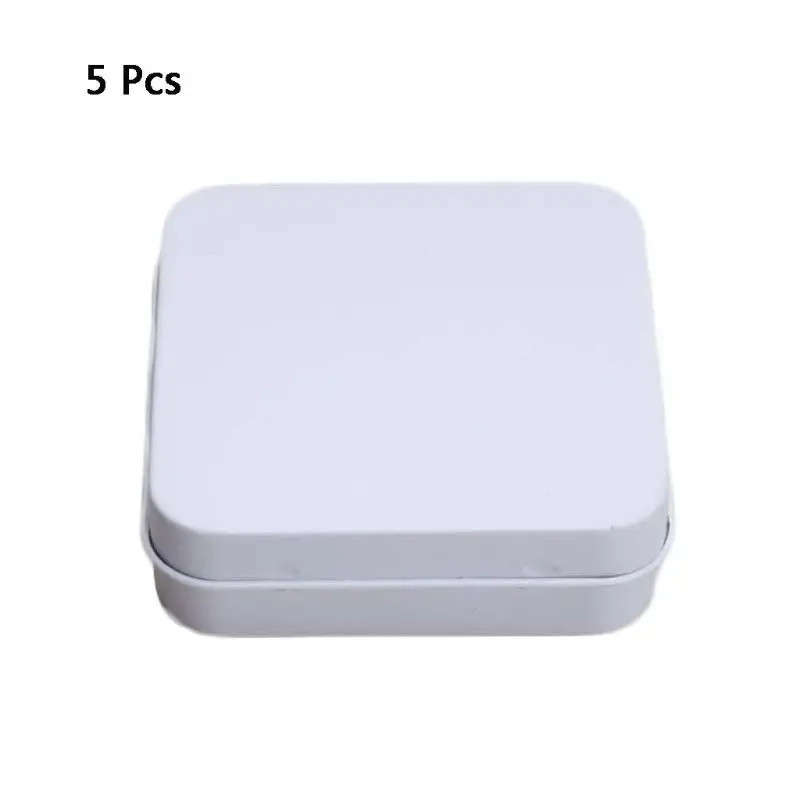

5 Pcs Mini Metal Tins Container Square Hinged Flip Storage Tin Box Small Kit Case Jewelry Coin Candy Condom Organizer Portable