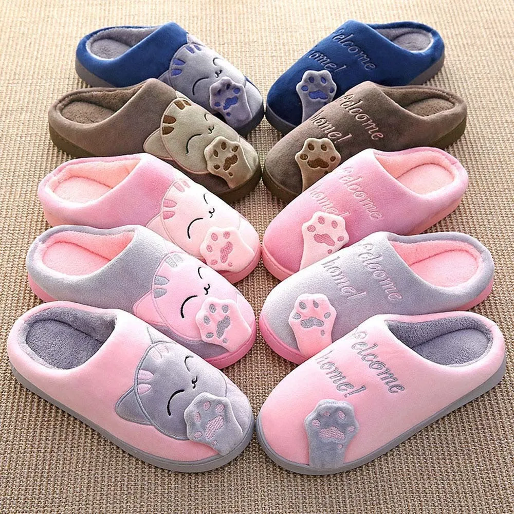 SAGACE Cute Non-slip Winter Women Slippers Home Female Comfort Floor men Shoes Cotton Ladies Indoor Slippers Plush Slipper A116