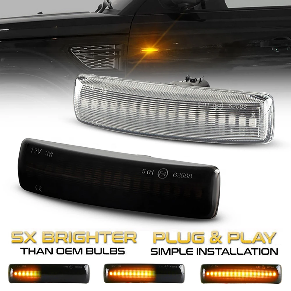 2Pcs LED Turn Signal Dynamic Side Marker Lamps Repeater Indicator Light For Land Rover Discovery 3 4 Rover Sport L320 Freeland 2