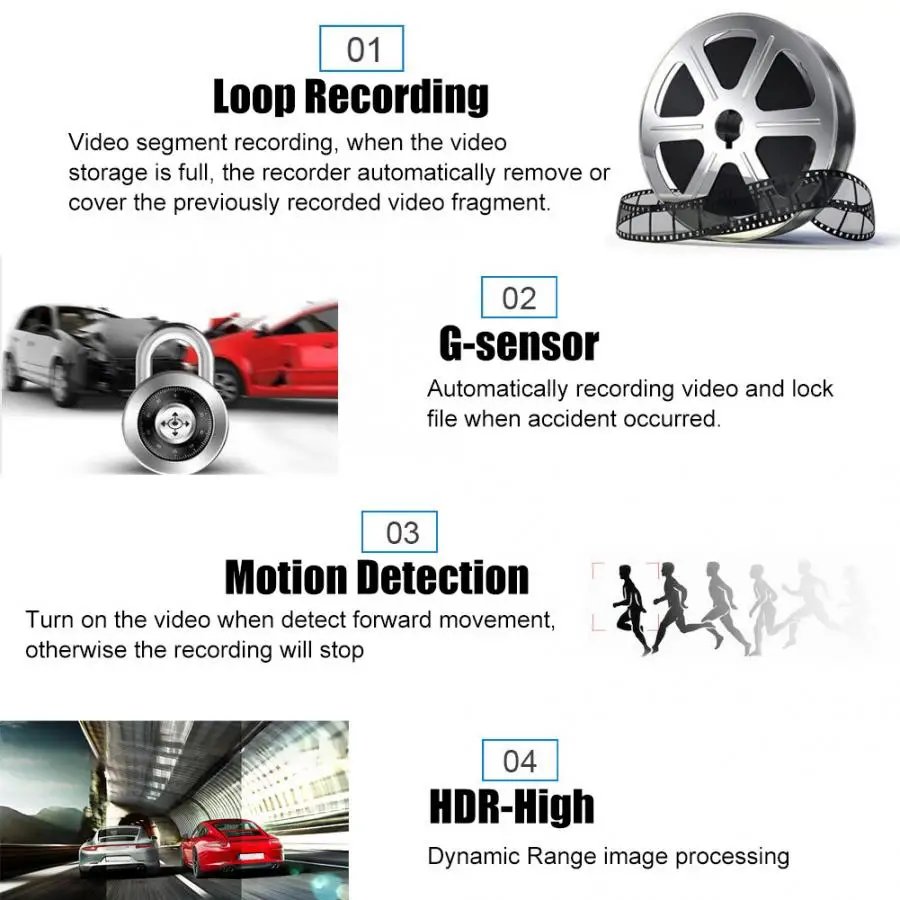 DVR камера 4 дюйма 1080P HD 3 объектива Автомобильный видеорегистратор Видео вождения рекордер Dash камера заднего вида камера ночного видения автомобильные аксессуары