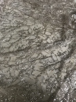 

Newest CiCi-18.20.6801 african tulle mesh fabric sparkly glued glitter sequins lace fabric for party dress