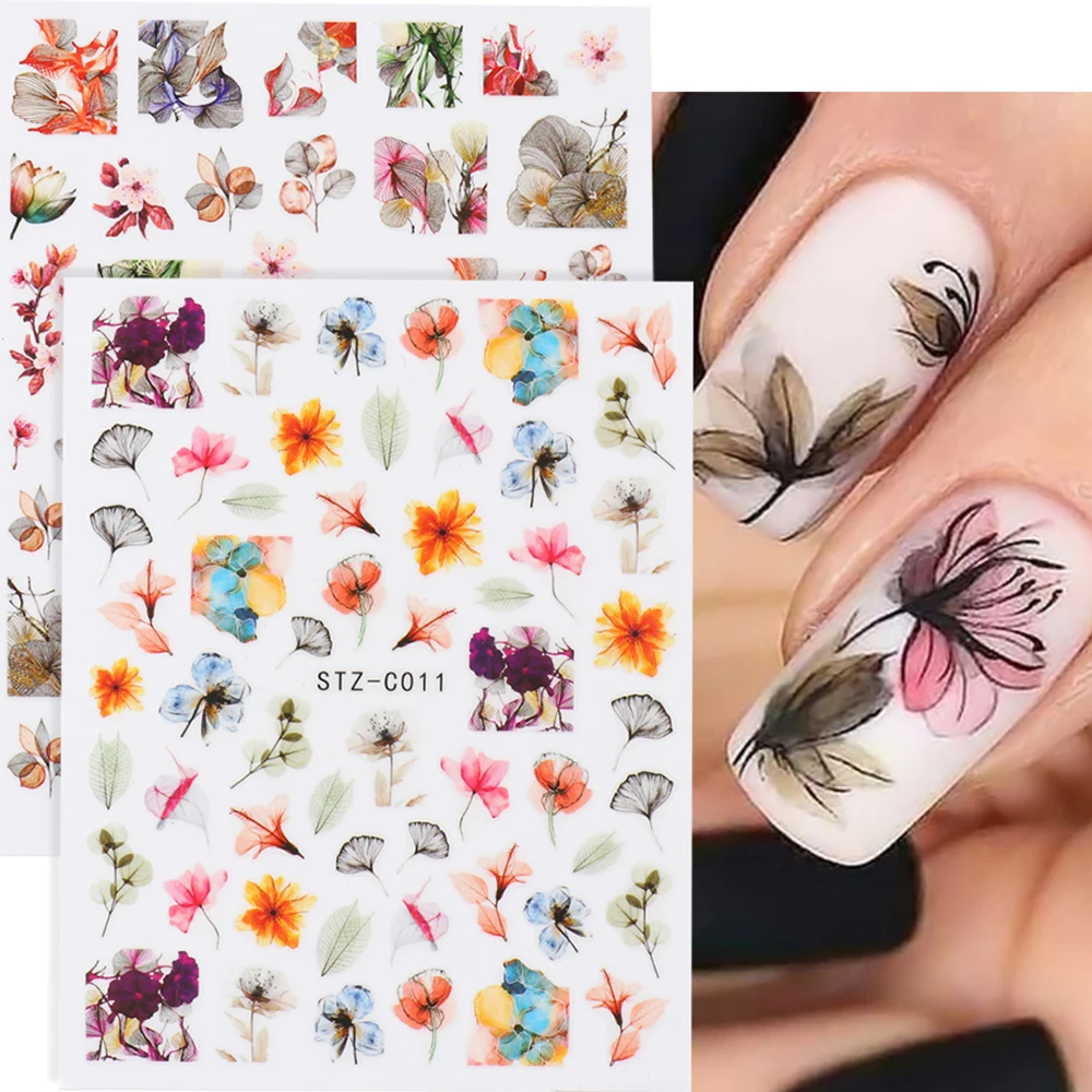 

1 Sheet Dry Flower Lavender Nail Stickers Nail Decals 3D Dried Flower Leaf Slider Nail Decoration Manicure Adhesive Tattoo