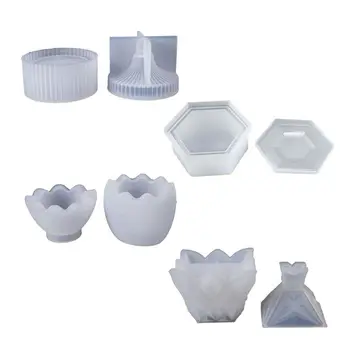 

4 Pcs Crystal Epoxy Resin Mold Jewelry Storage Box Crafts Casting Silicone Mould