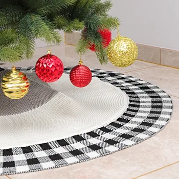 

New Christmas Decorations Family Christmas Tree Skirt Tree Mat Acrylic Knitted Snowflake Happy Tree Friends