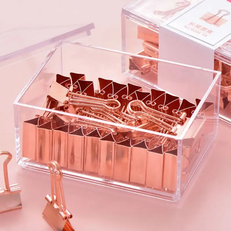 

25pcs/box Rose Gold Binder Clips Message Ticket Paper Clip Holder Organizer Tool