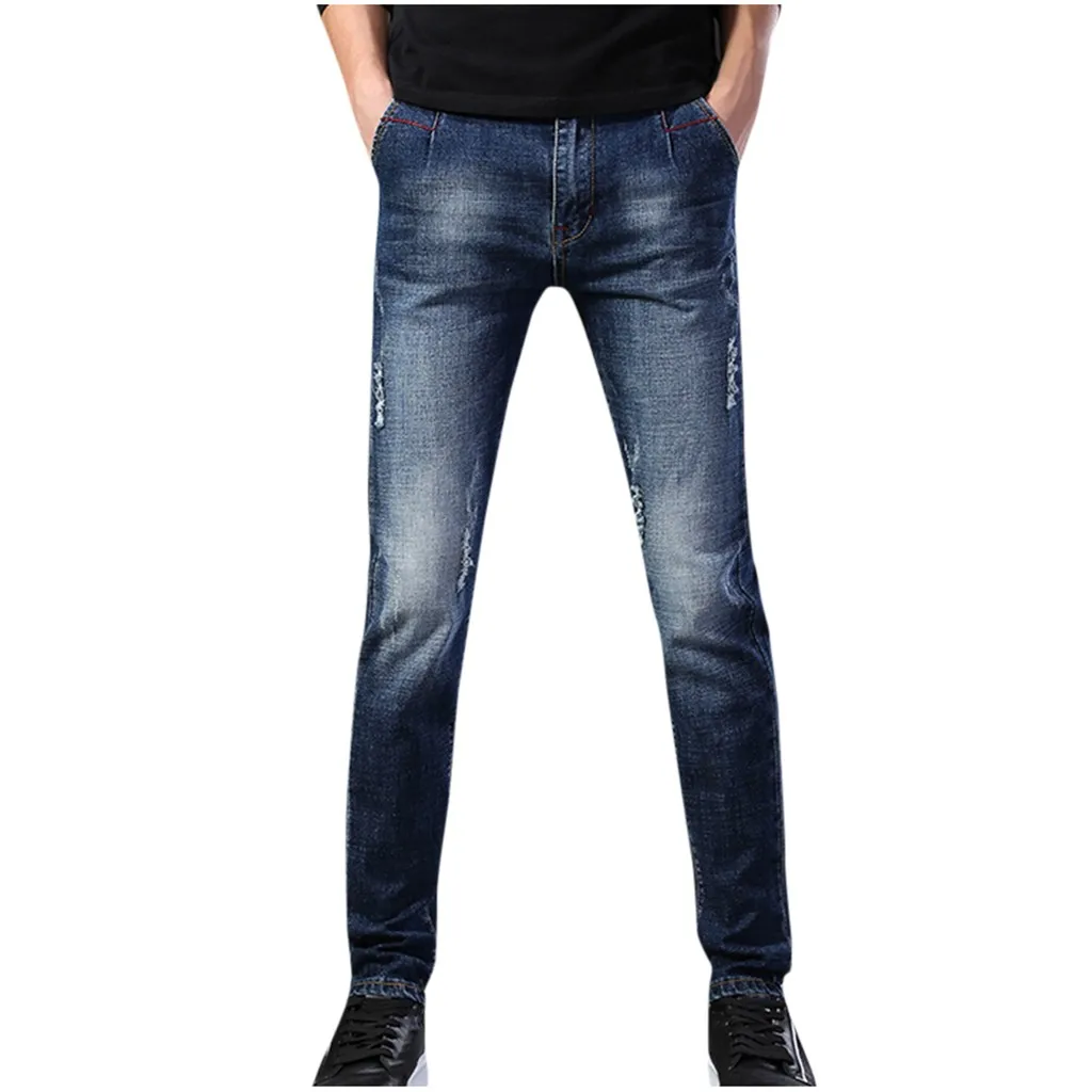 tactical pants joggers pants men's streetwear Casual Denim Straight Hole Trouser Loose Jeans Long Pants pantalones hombre