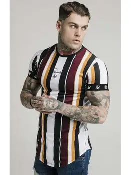 

SikSilk Stripe Burgundy Yellow & Black T-Shirt