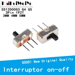 20 Pçs/lote SS12D00 Interruptor on off mini Slide Switch toggle switch 3pin 1P2T 2 Posição de Alta qualidade comprimento do Punho: 3MM/4MM/5MM