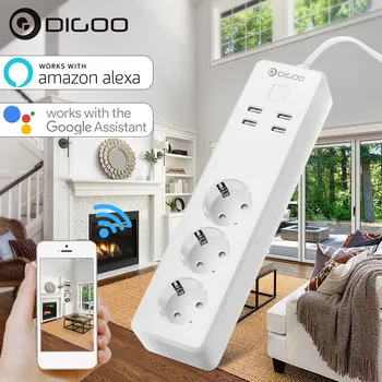 

EU Plug Smart Power Strip Smart WIFI Outlet Socket Multiple Port Power Adapter Timer Separate & Remote control work with alexa