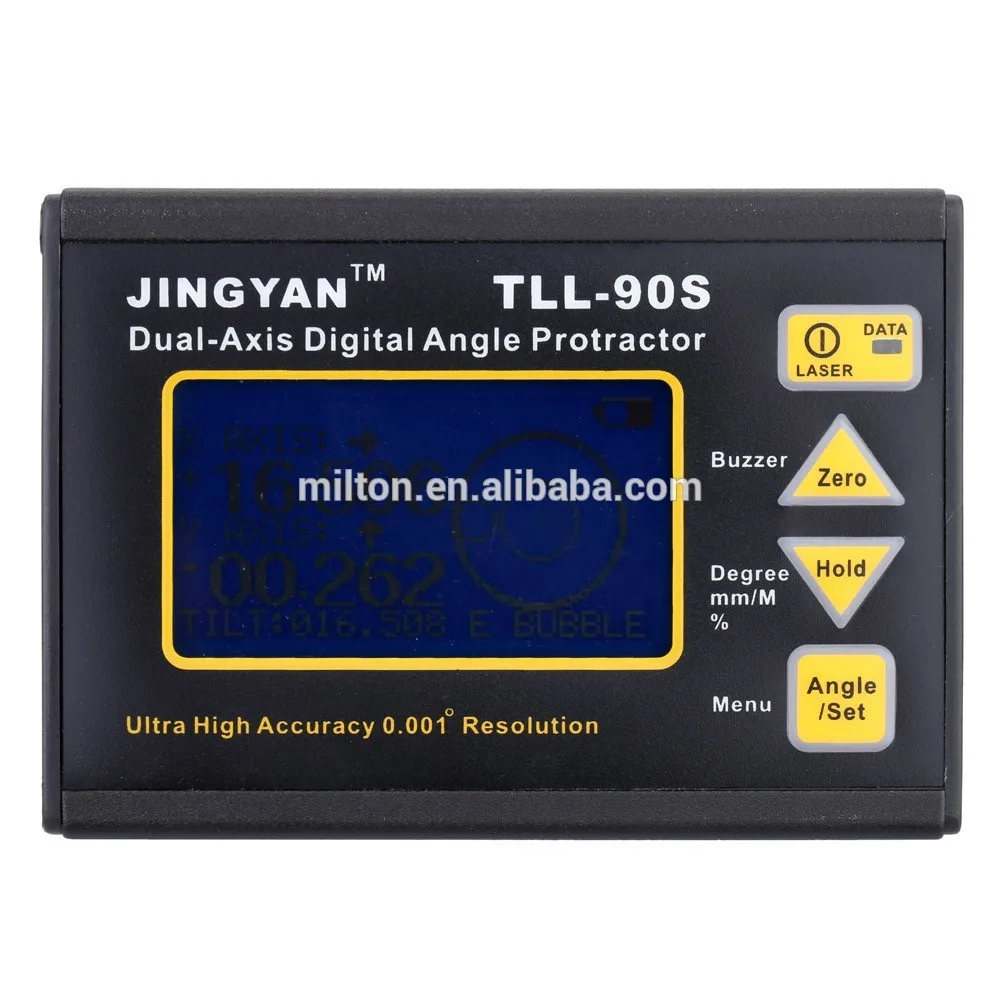 TLL-90S Super High Precision Angle Meter 0.005 Professional Dual-axis Digital Laser Level Inclinometer with LCD Display