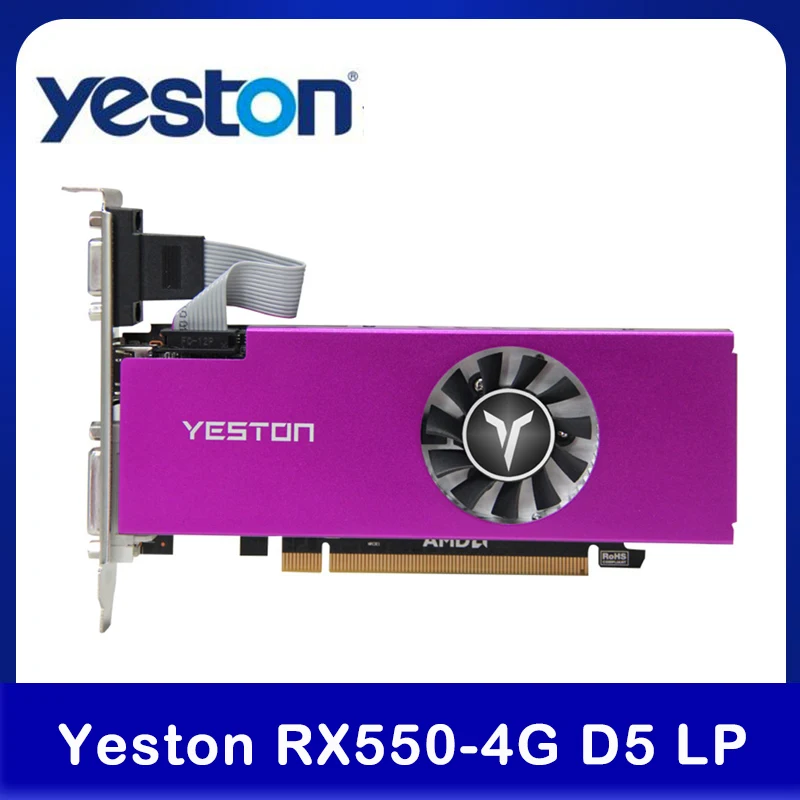 Yeston RX550-4G D5 Lp Videokaart Radeon Chill 4Gb Geheugen GDDR5 128Bit 6000Mhz Vga + Hdmi + DVI-D gpu Pc Computer Video Card