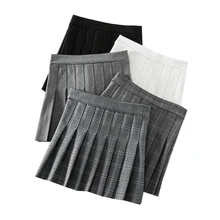 Women Pleated Skirts Basic Mini Slim High Waist Skirt Sweet A-line Preppy Style Lady Short Skirts Casual Plaid Girls Mini Skirt