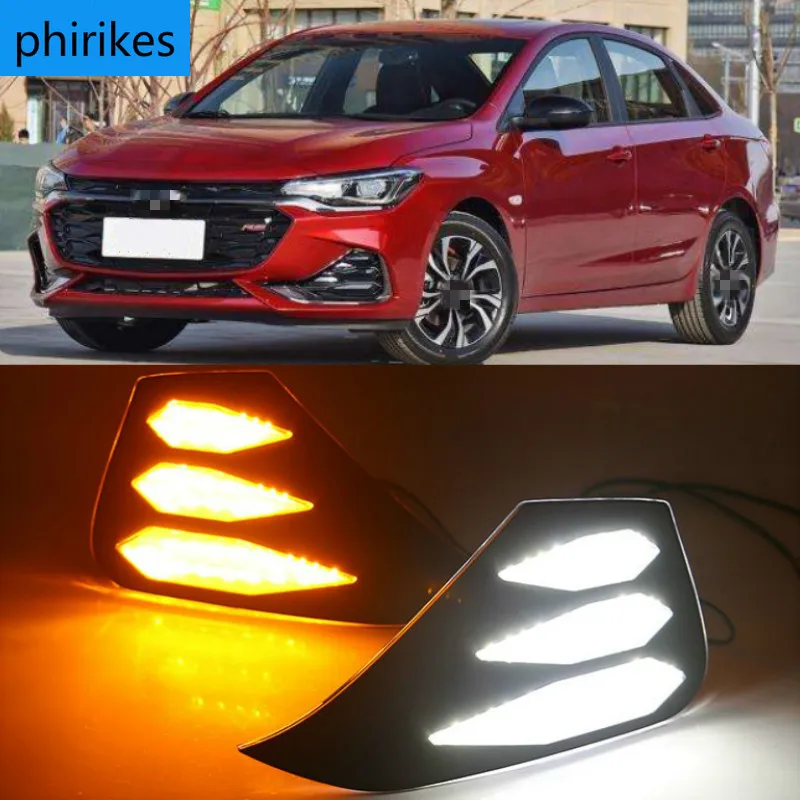 

1 пара для Chevrolet Monza RS 2019 2020 DRL светодиодный дневные ходовые огни противотуманная фара желтая сигнальная лампа