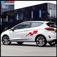 Racing Lattice Styling Car Body Side Decor Stickers For Ford Fiesta ST RS Hatchback 2008-2020 3-5 Doors Both Side Decor Decals (5)_副本