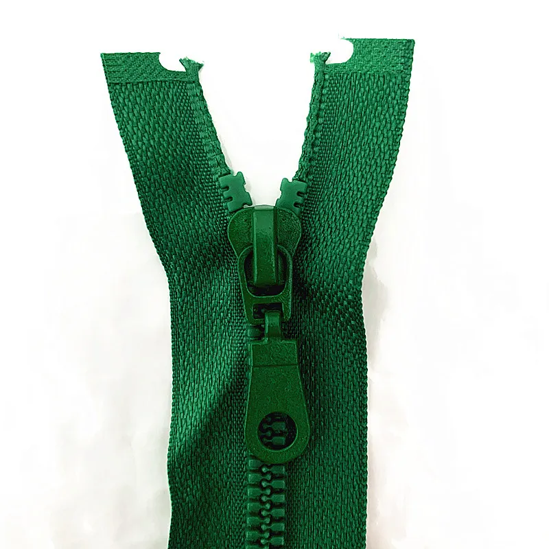 

2pcs, 5 # 25cm (10inch) Green Detachable Resin Zipper with Open End Automatic Eco Lock Plastic Zipper for Sewing Suit
