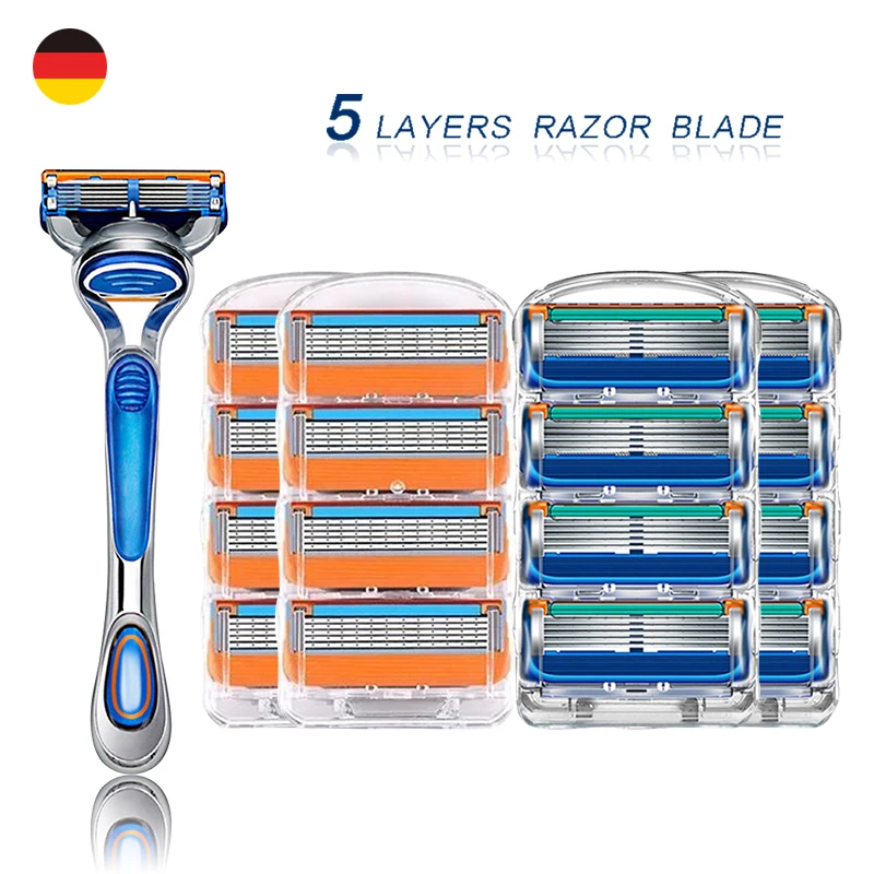 Универсальные лезвия для ручного бритья сменные мужские 5-слойные Т-образные