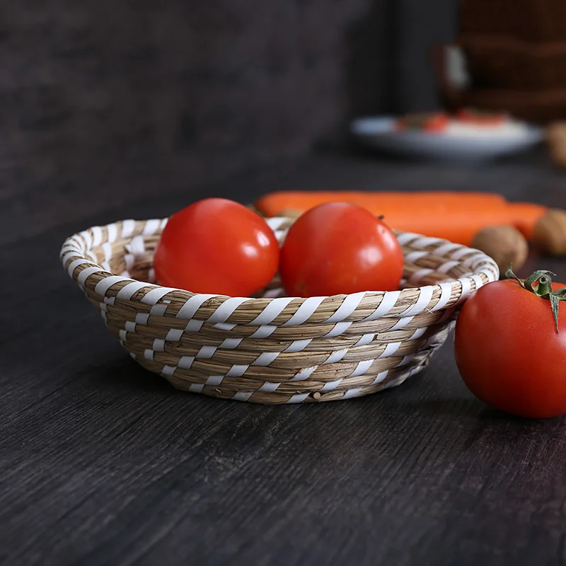 Соломенная настольная корзина для хранения сухих фруктов, закусок, гостиной, удаленный ящик для хранения, украшение дома, Настольный Органайзер