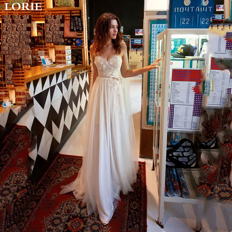 

LORIE Boho Wedding Dress Spaghetti Strap Lace Sexy Bridal Dresses Sweetheart Neck Backless Boho Vestidos de novia Wedding Gowns