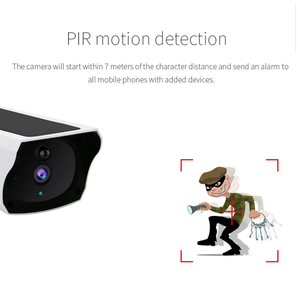  1080P Solar IP Camera 2MP Wireless Wi-Fi Security Surveillance Waterproof Outdoor Camera Infrared N