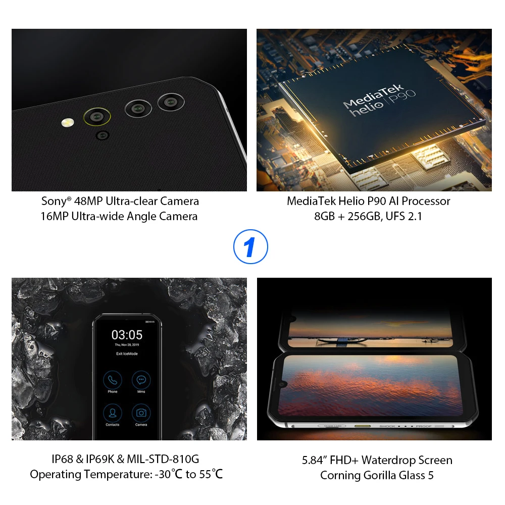 2020 Новый Blackview BV9900 смартфон Helio P90 Octa Core 8 ГБ + 256 Гб мобильный телефон 48MP Quad сзади