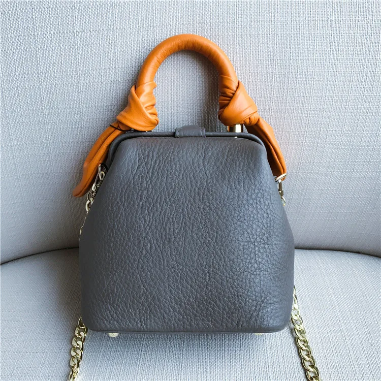 NEW Custom Clutch Women HandBag Real Leather Cowhide Brand Handbags Ring High-end Small Square Bag Ladies Shoulder Bag