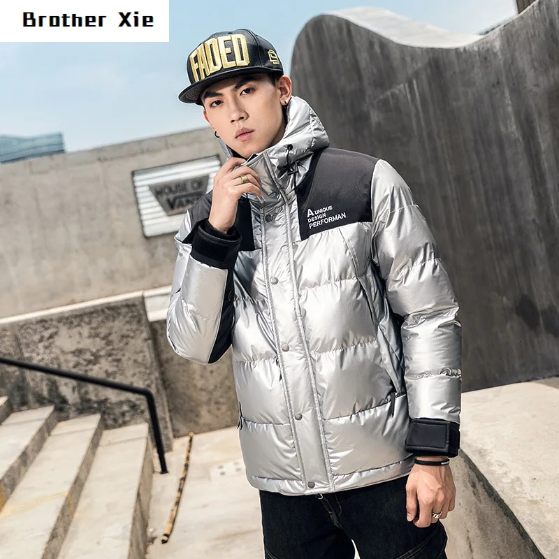 

Winter Jacket Men Warmth Thick Fashion Contrast Color Casual Hooded Coat Sman Streetwear Parka Men Loose Cotton Male Clothes